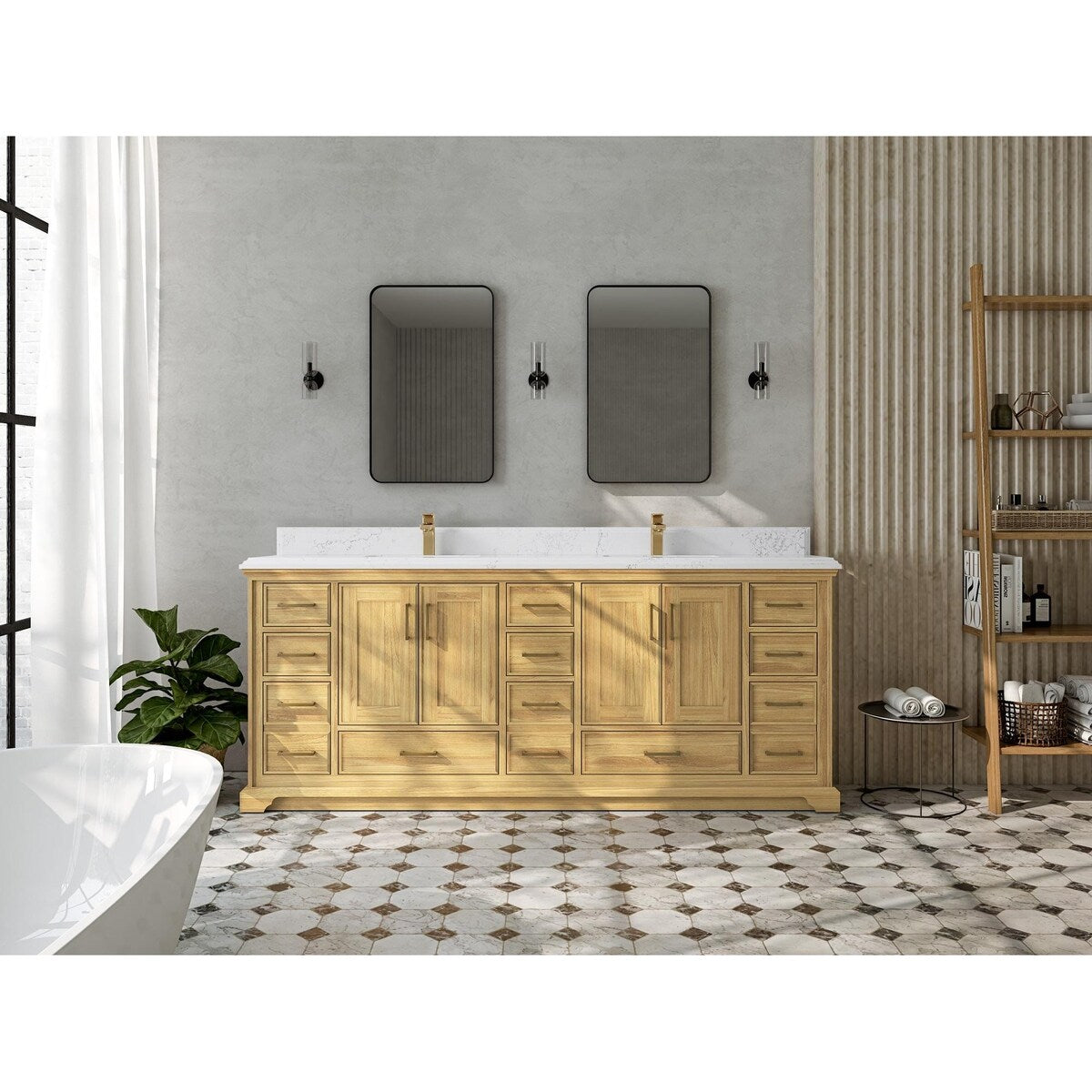Willow Collections 60 in. W x 22 in. D Charlotte Teak Double Sink Bathroom Solid Teak Vanity with Countertop