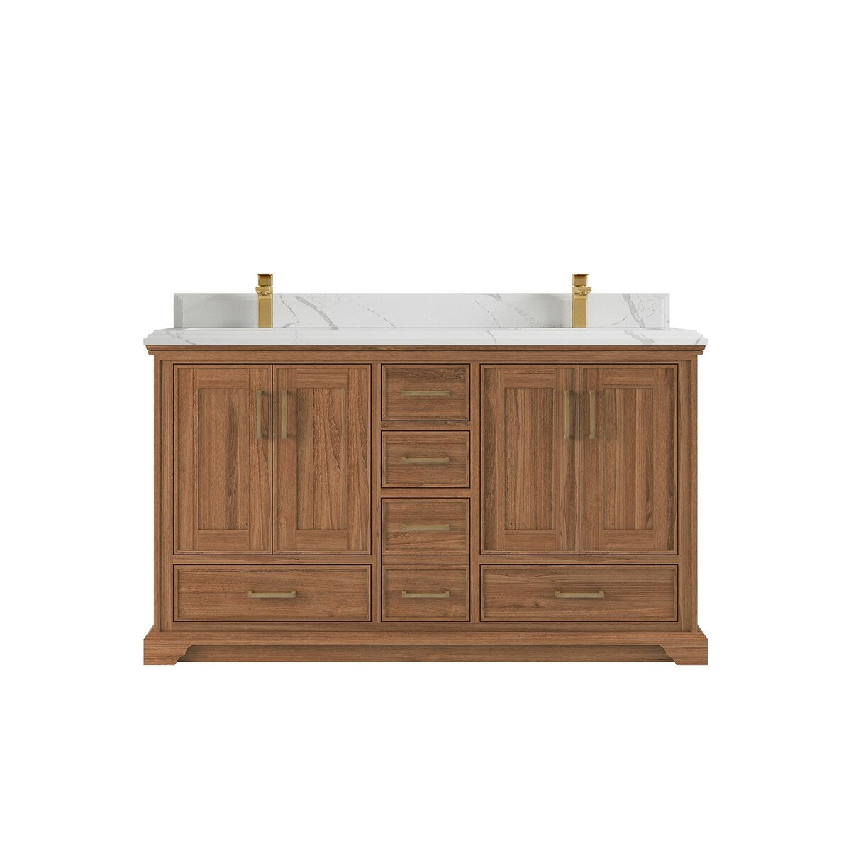 Willow Collections 60 in. W x 22 in. D Charlotte Teak Double Sink Bathroom Solid Teak Vanity with Countertop