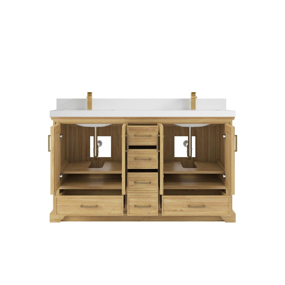 Willow Collections 60 in. W x 22 in. D Charlotte Teak Double Sink Bathroom Solid Teak Vanity with Countertop