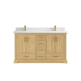 Willow Collections 60 in. W x 22 in. D Charlotte Teak Double Sink Bathroom Solid Teak Vanity with Countertop
