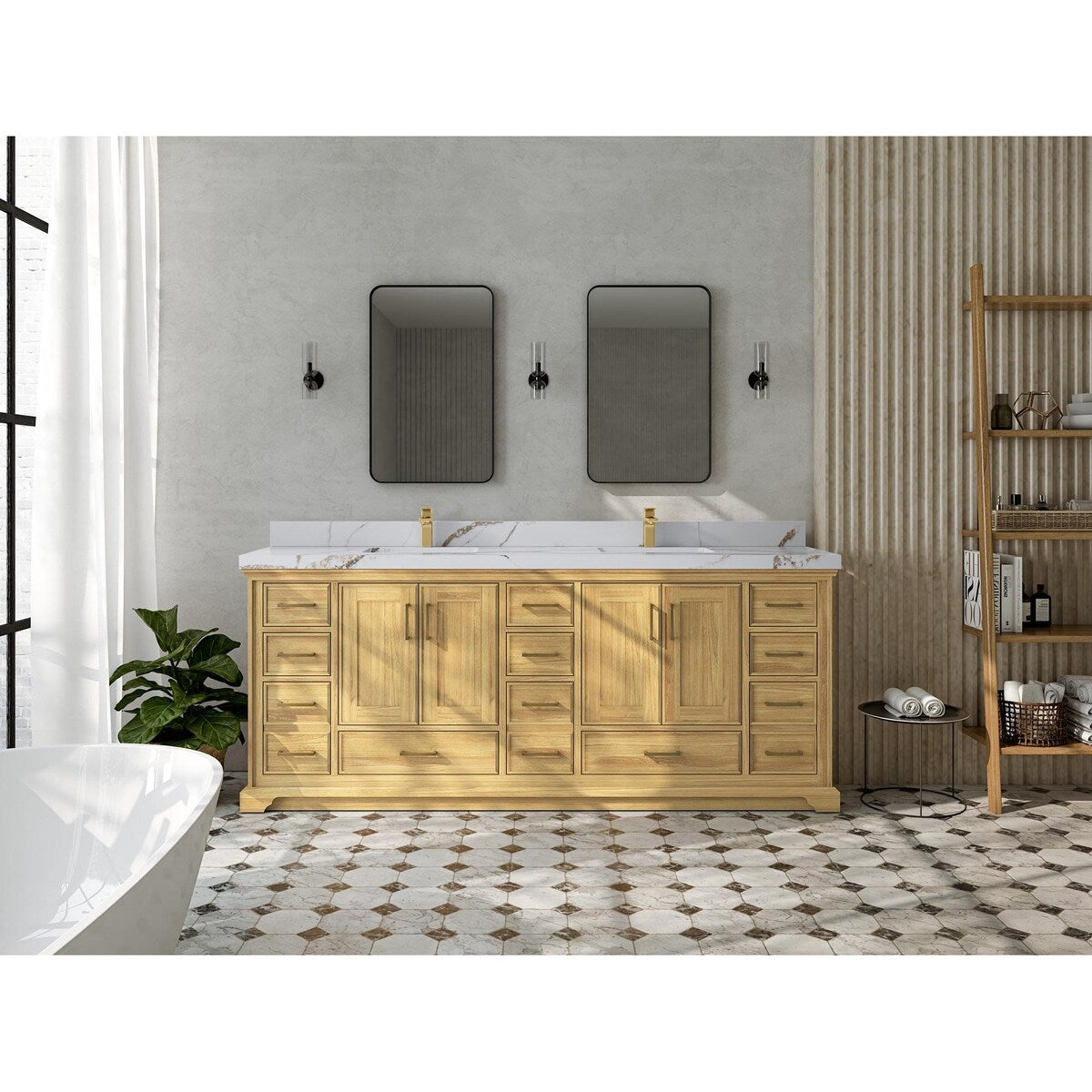 Willow Collections 60 in. W x 22 in. D Charlotte Teak Double Sink Bathroom Solid Teak Vanity with Countertop