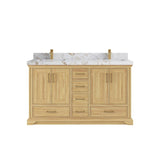 Willow Collections 60 in. W x 22 in. D Charlotte Teak Double Sink Bathroom Solid Teak Vanity with Countertop