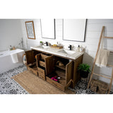 Willow Collections 60 in. W x 22 in. D Charlotte Teak Double Sink Bathroom Solid Teak Vanity with Countertop