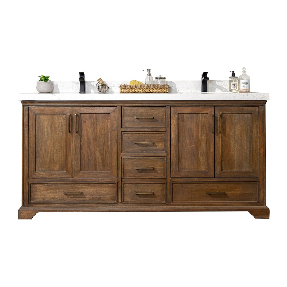 Willow Collections 60 in. W x 22 in. D Charlotte Teak Double Sink Bathroom Solid Teak Vanity with Countertop