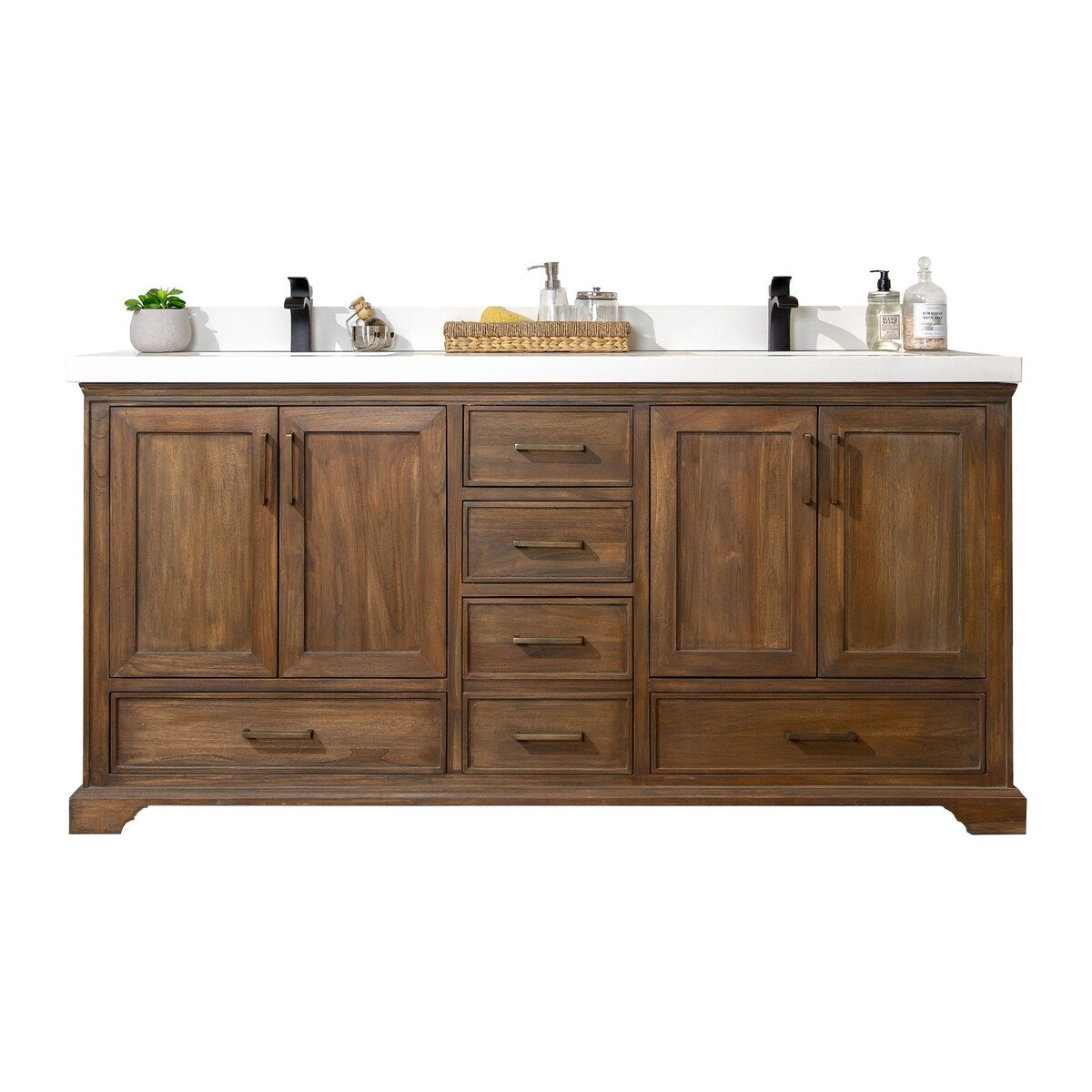 Willow Collections 60 in. W x 22 in. D Charlotte Teak Double Sink Bathroom Solid Teak Vanity with Countertop