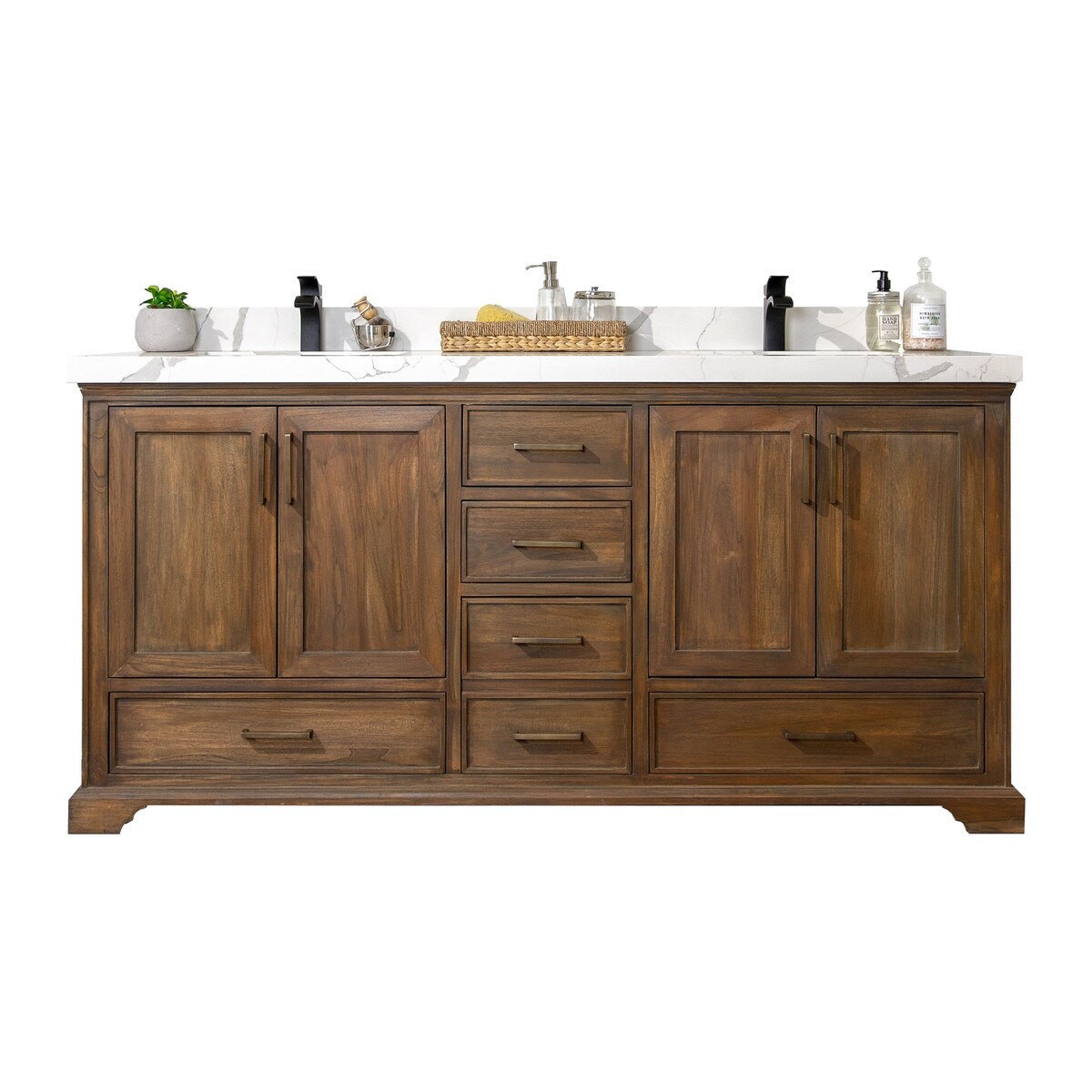 Willow Collections 60 in. W x 22 in. D Charlotte Teak Double Sink Bathroom Solid Teak Vanity with Countertop