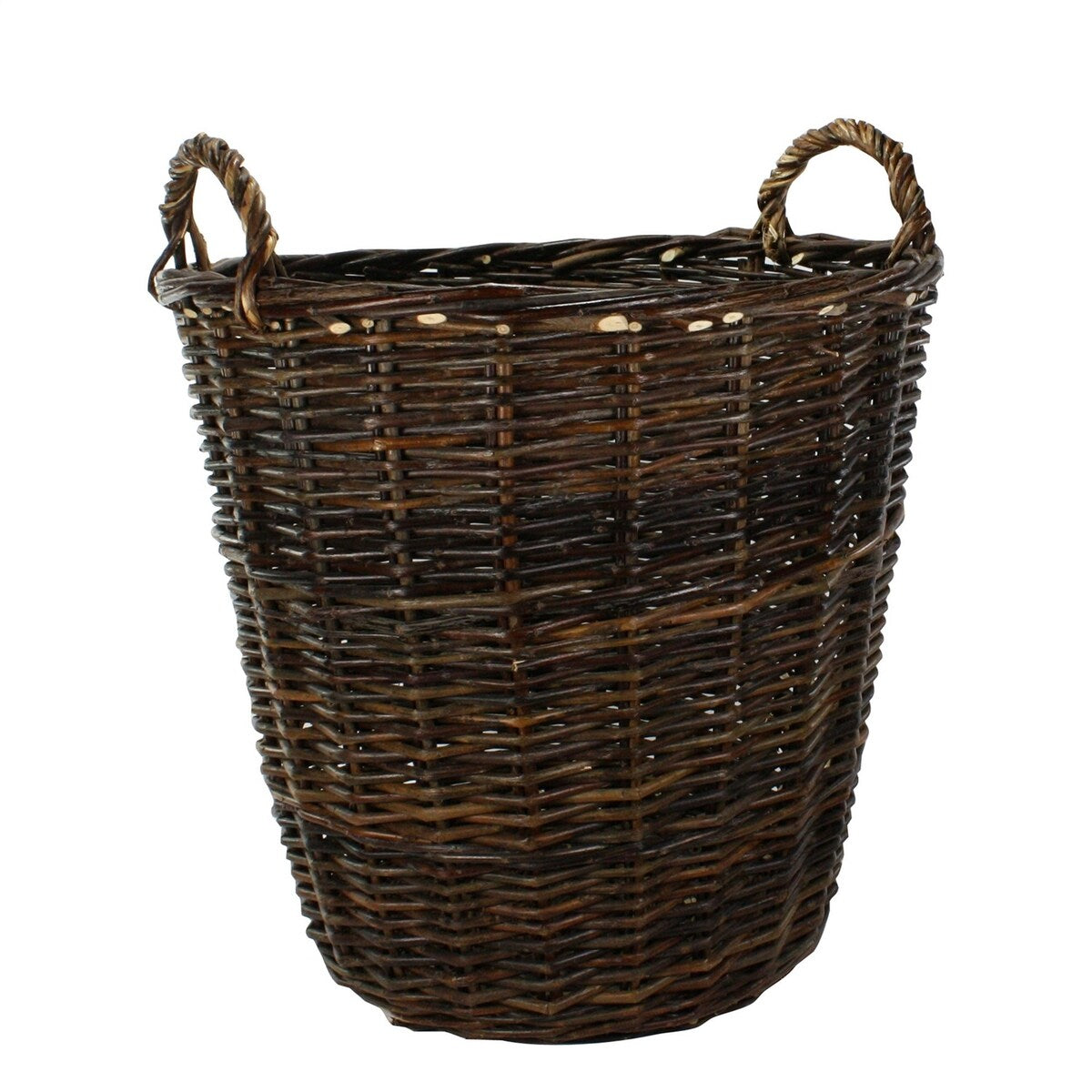 Willow Handwoven Basket with Curved Handles, Set of 2, Brown