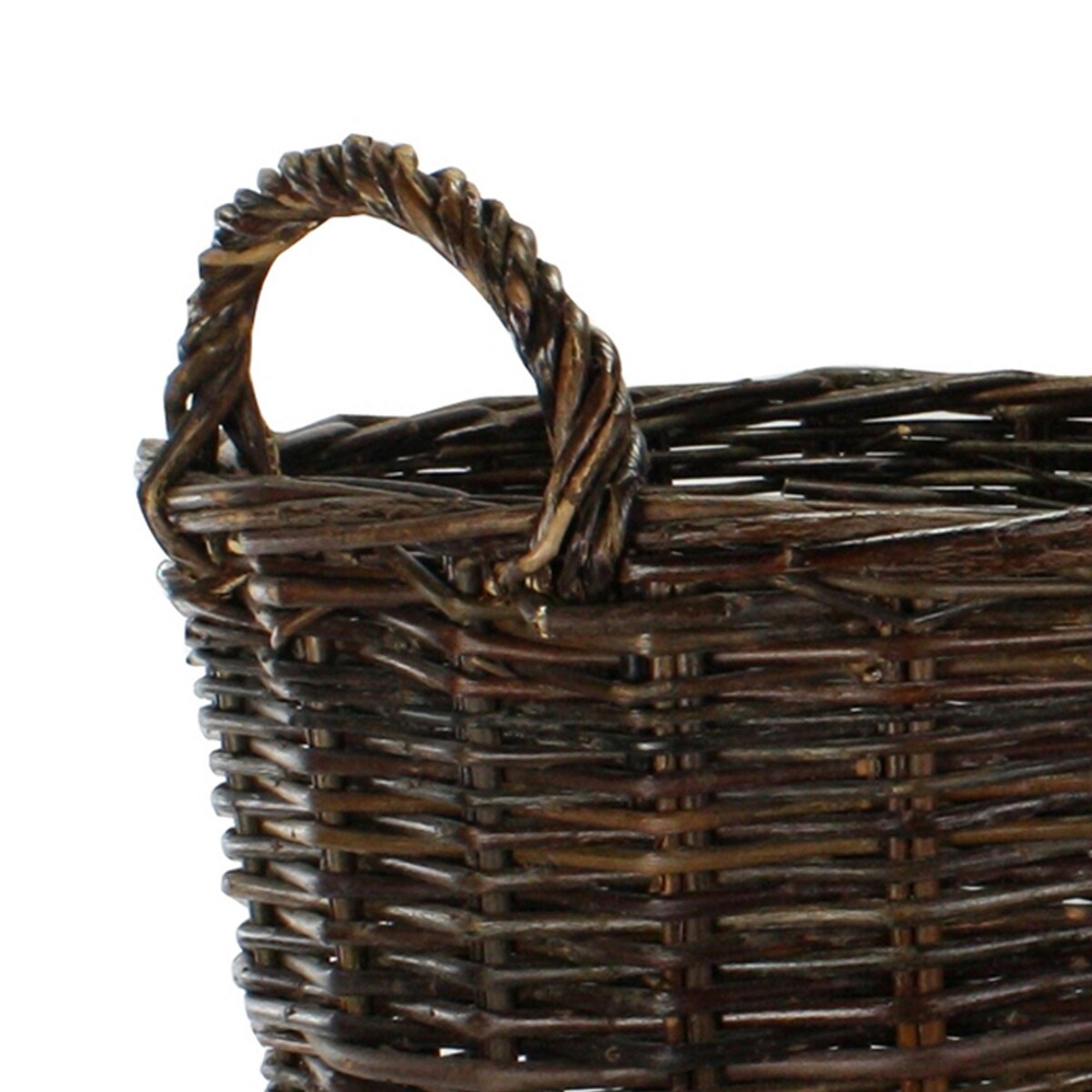 Willow Handwoven Basket with Curved Handles, Set of 2, Brown