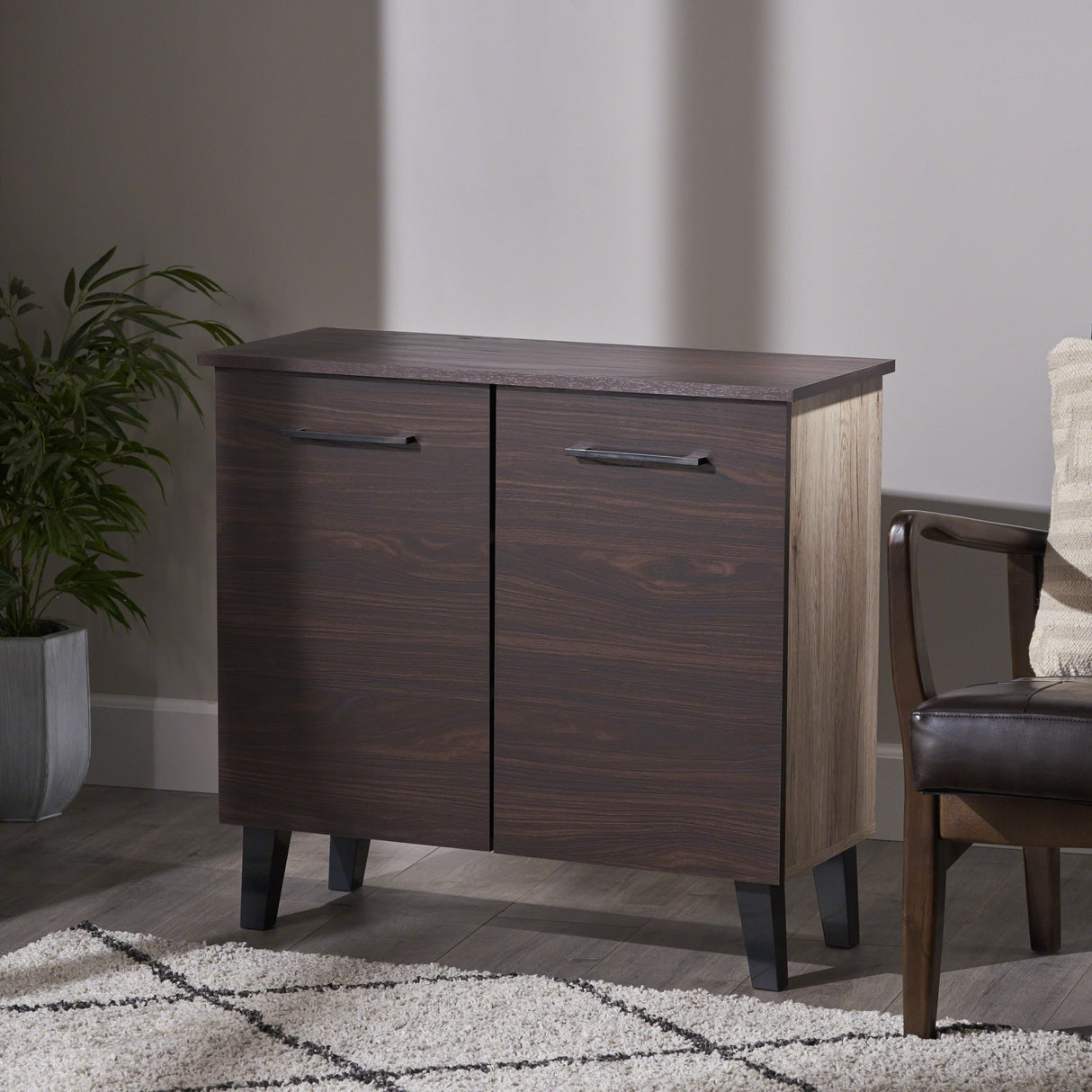 Wilnona Mid-Century 3-Shelf Faux Wood Cabinet by Christopher Knight Home