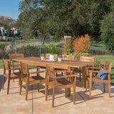 Wilson Outdoor Wood Expandable Rectangle Dining Set by Christopher Knight Home
