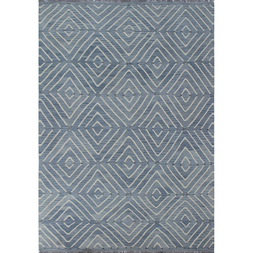 Noori Rug Winchester Kilim Vinson Grey/Blue Rug - 6'6 x 9'2