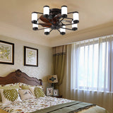 Windmill-shaped Ceiling Fan with Remote & Dimmable Light, Coffee