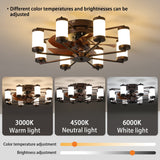 Windmill-shaped Ceiling Fan with Remote & Dimmable Light, Coffee