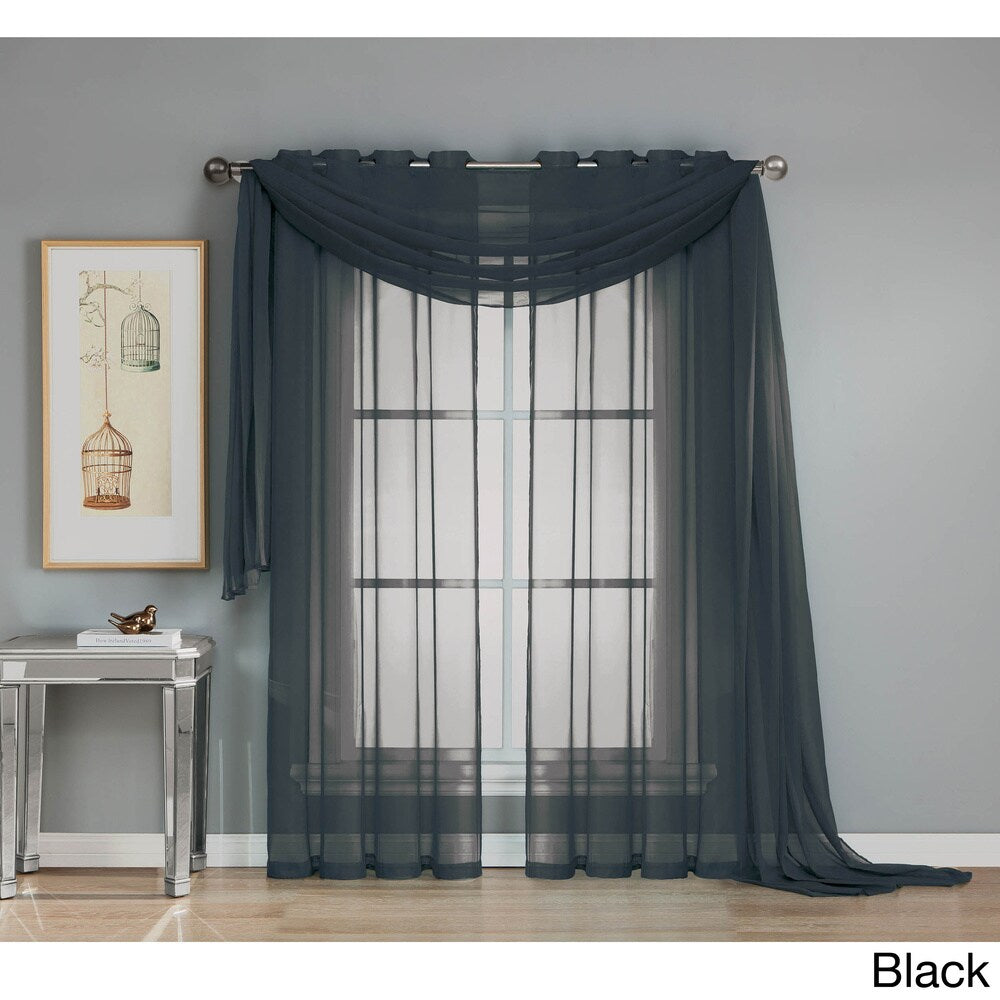 Window Elements Diamond Sheer Voile 216-inch Curtain Scarf