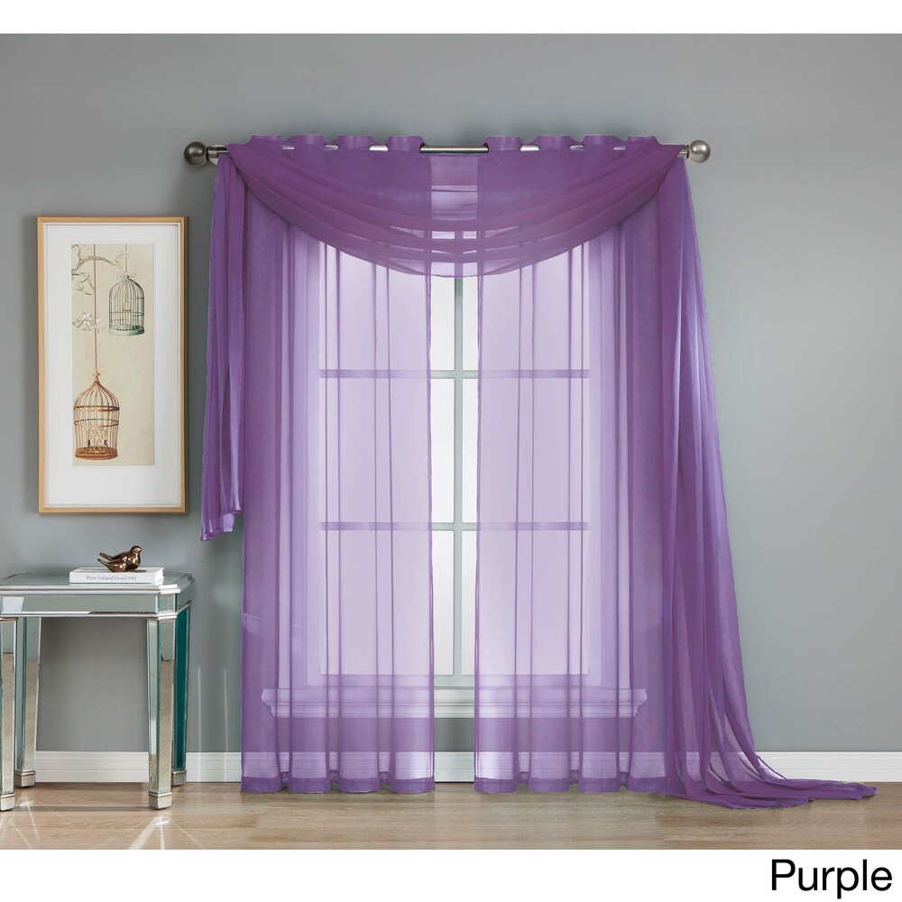 Window Elements Diamond Sheer Voile 216-inch Curtain Scarf