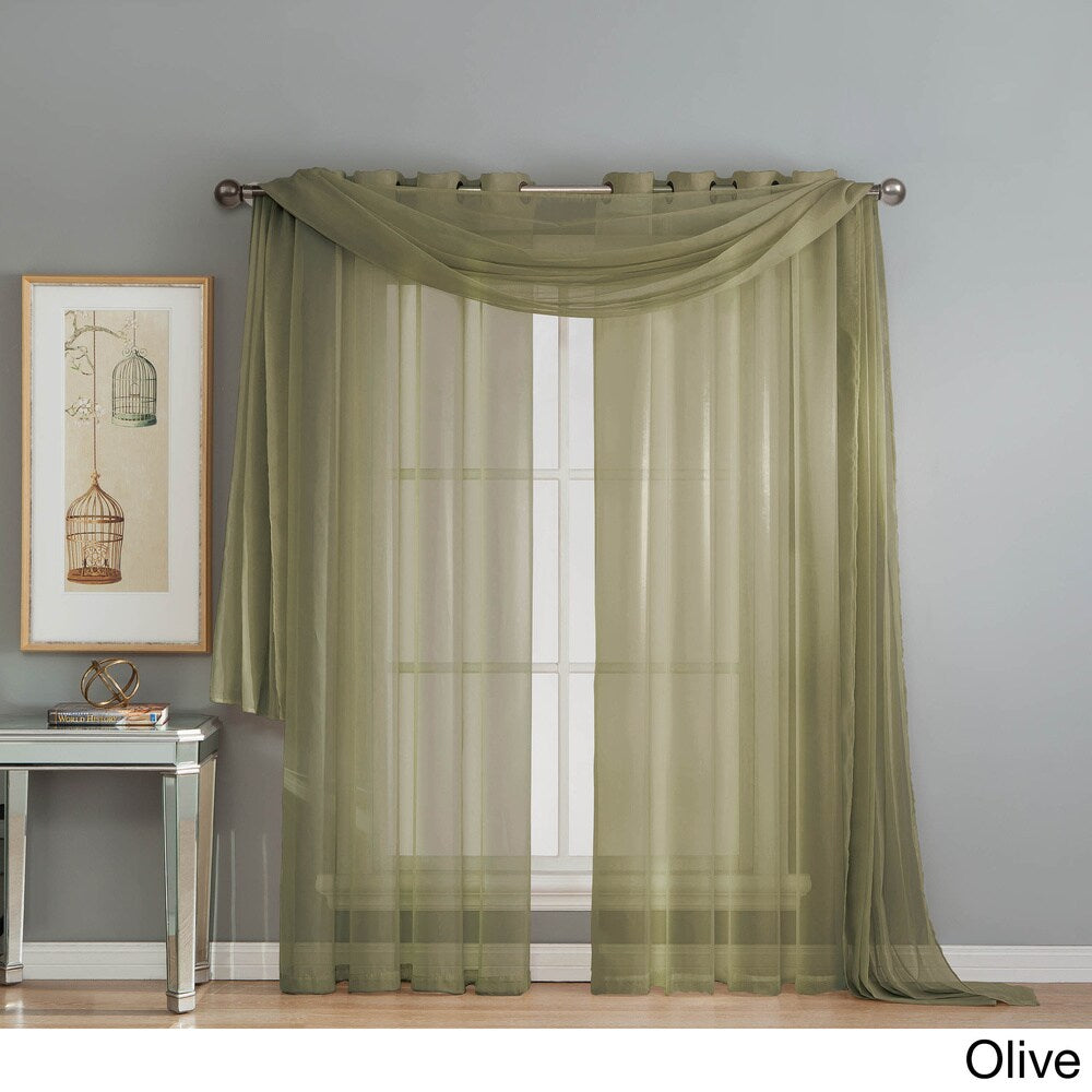 Window Elements Diamond Sheer Voile 216-inch Curtain Scarf
