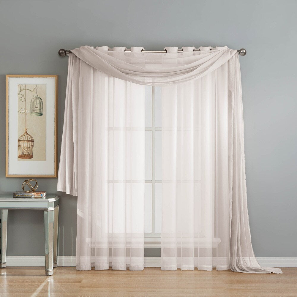 Window Elements Diamond Sheer Voile 216-inch Curtain Scarf