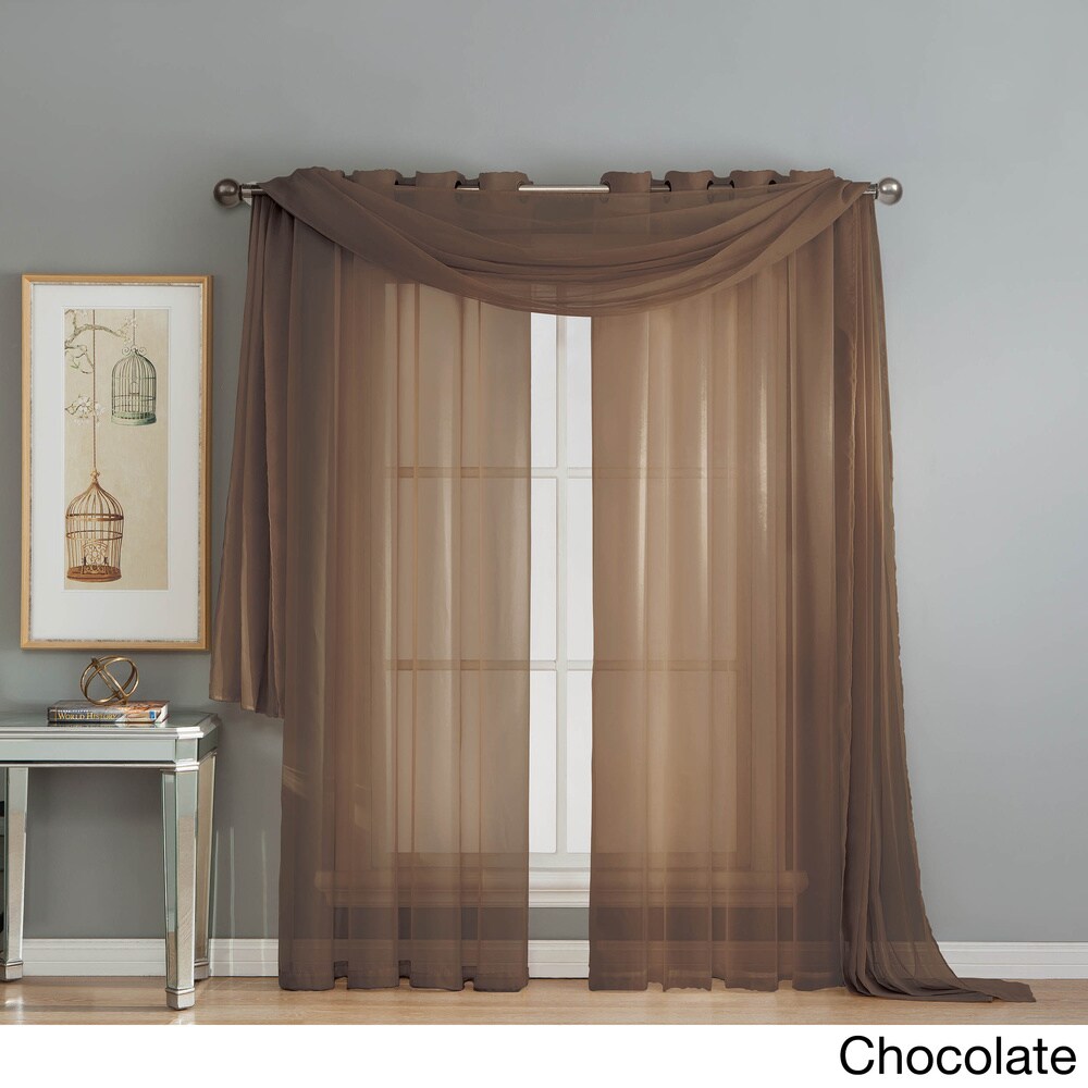 Window Elements Diamond Sheer Voile 216-inch Curtain Scarf