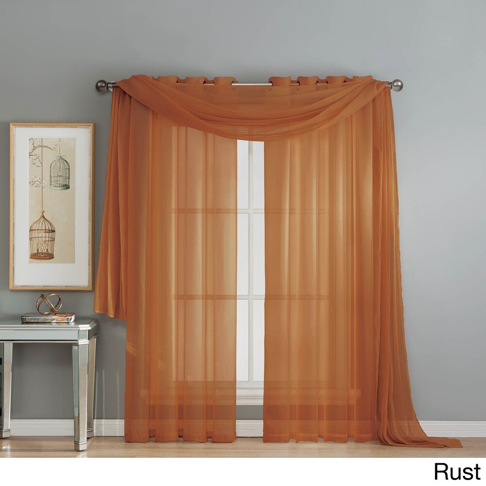 Window Elements Diamond Sheer Voile 216-inch Curtain Scarf
