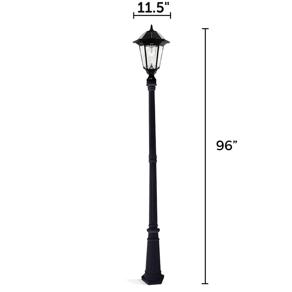 Gama Sonic Windsor Bulb Black Modern Solar Landscape Lamp Post Light