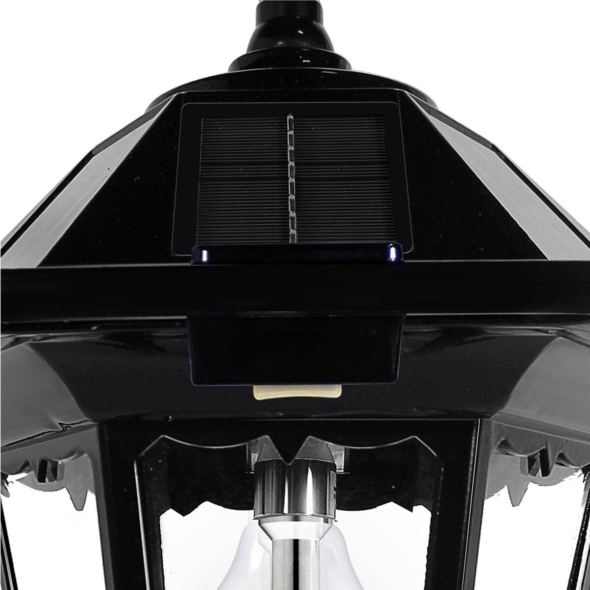 Gama Sonic Windsor Bulb Black Modern Solar Landscape Lamp Post Light