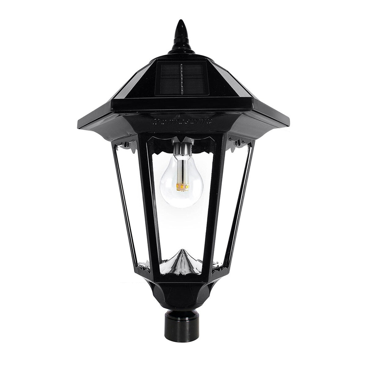 Gama Sonic Windsor Bulb Black Modern Solar Landscape Lamp Post Light