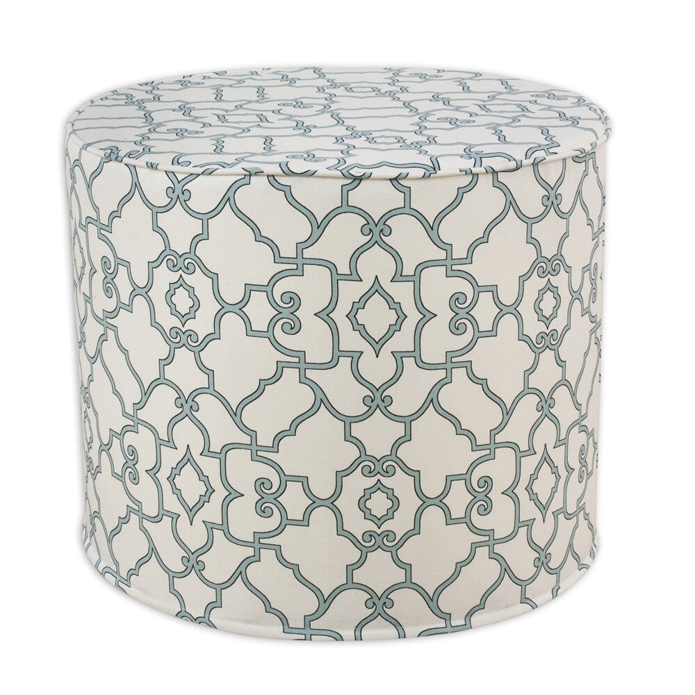 Windsor Capri Blue Cotton and Foam 20-inch Round x 17-inch High Corded Ottoman