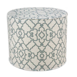 Windsor Capri Blue Cotton and Foam 20-inch Round x 17-inch High Corded Ottoman