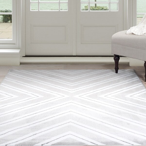 Windsor Home Kaleidoscope Area Rug - Grey & White - 3'4" x 5'