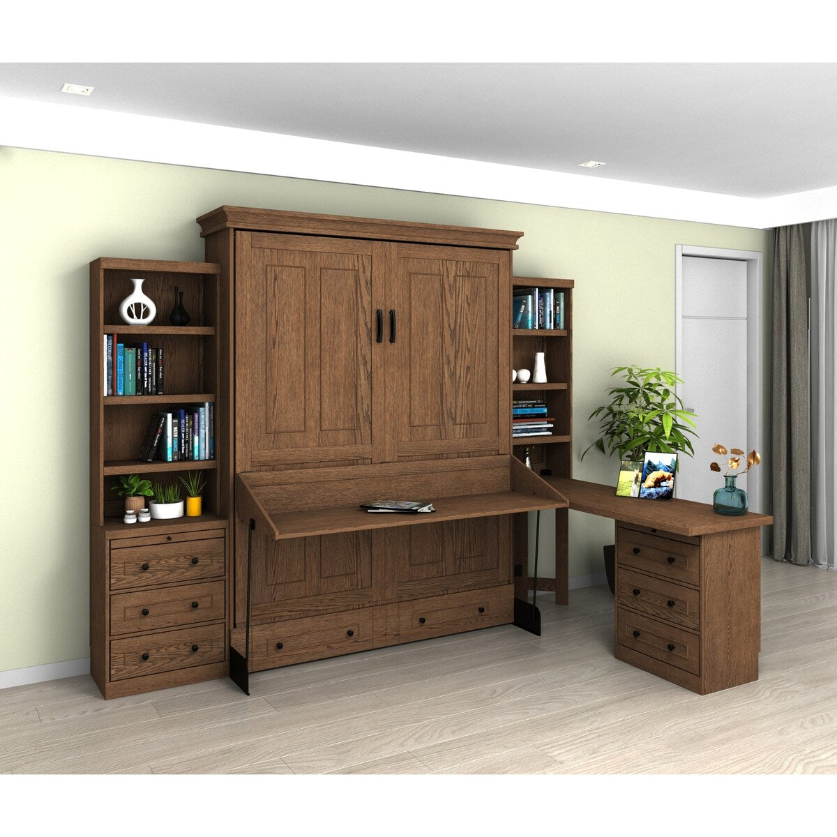 Henderson Queen Office Murphy Desk Bed - 2 Piers, Desktop