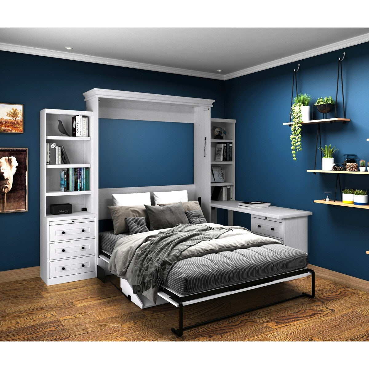Henderson Queen Office Murphy Desk Bed - 2 Piers, Desktop