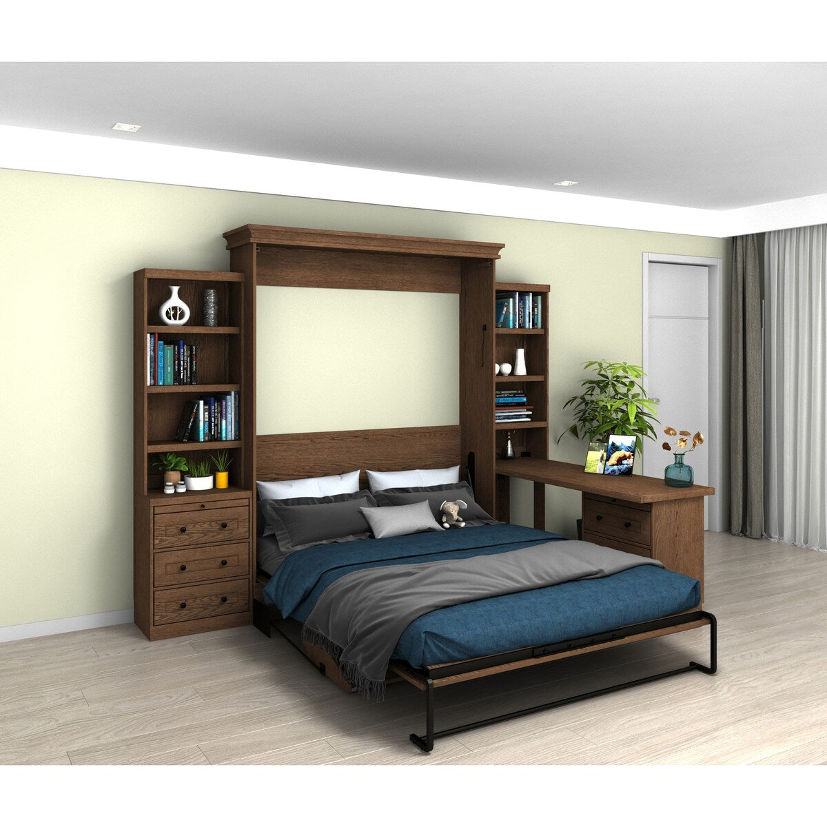 Henderson Queen Office Murphy Desk Bed - 2 Piers, Desktop