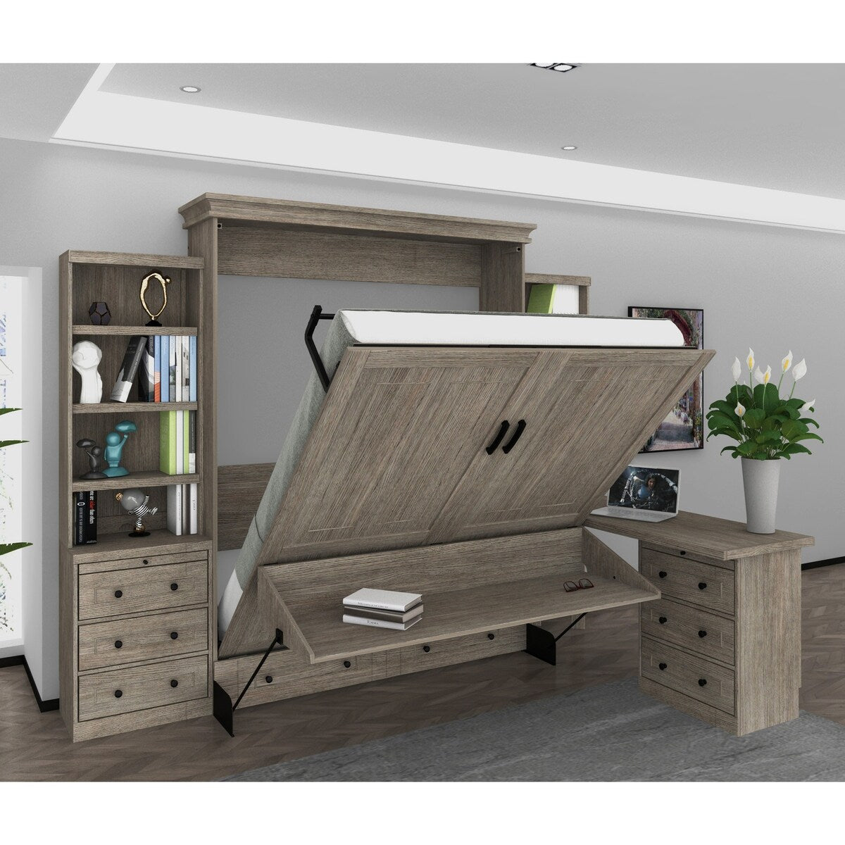 Henderson Queen Office Murphy Desk Bed - 2 Piers, Desktop