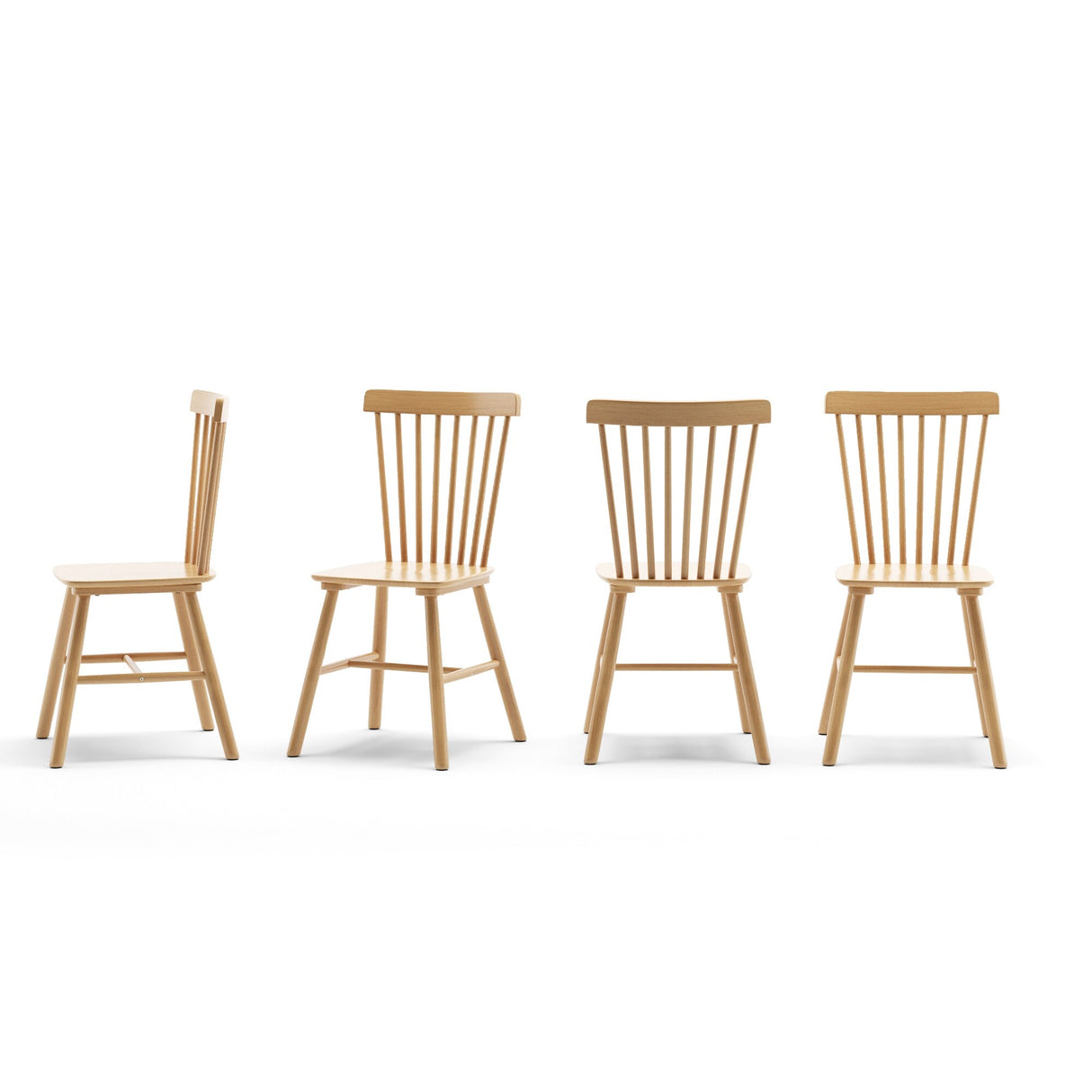 LUE BONA Windsor Solid Wood Dining Chairs For Kitchen And Dining Room Set of 4 - 18.1"D x 18.1"W x 35.1"H