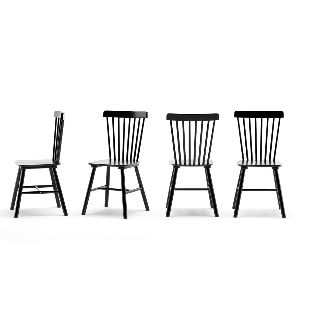 LUE BONA Windsor Solid Wood Dining Chairs For Kitchen And Dining Room Set of 4 - 18.1"D x 18.1"W x 35.1"H