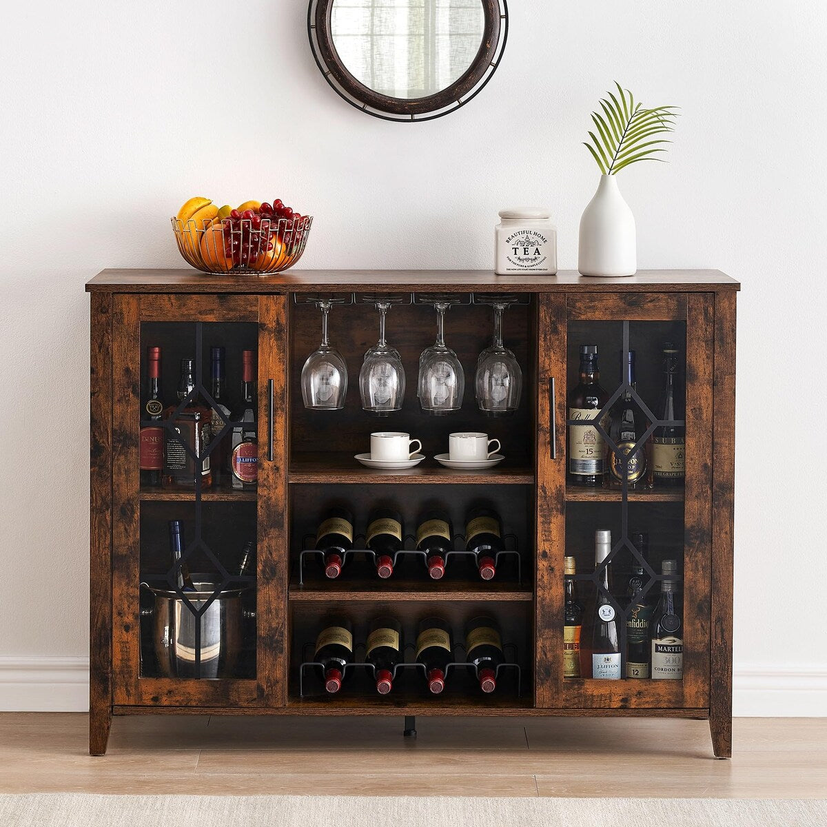 Wine Bar Cabinet with LED Light - 15.7"D x 47.2"W x 34.61"H