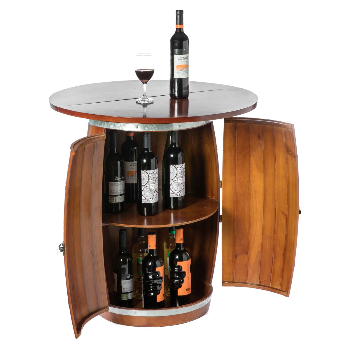 Wine Barrel Round Table Wine Storage Cabinet