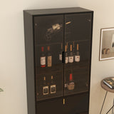 Wine Cabinet with Drawers and Doors, Black Gold High Wine Rack