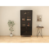 Wine Cabinet with Drawers and Doors, Black Gold High Wine Rack