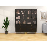 Wine Cabinet with Drawers and Doors, Black Gold High Wine Rack