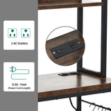 Wine Rack Table 21 Bottle Bakers & Glass Racks with Power Outlet Freestanding Floor Liquor Cabinet