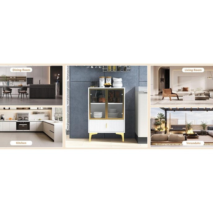 Wine cabinet with doors and drawers,glass wine rack and Bar Cabinet with storage room