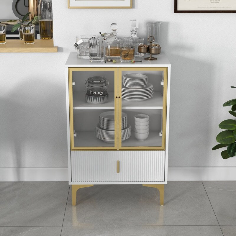 Wine cabinet with doors and drawers,glass wine rack and Bar Cabinet with storage room