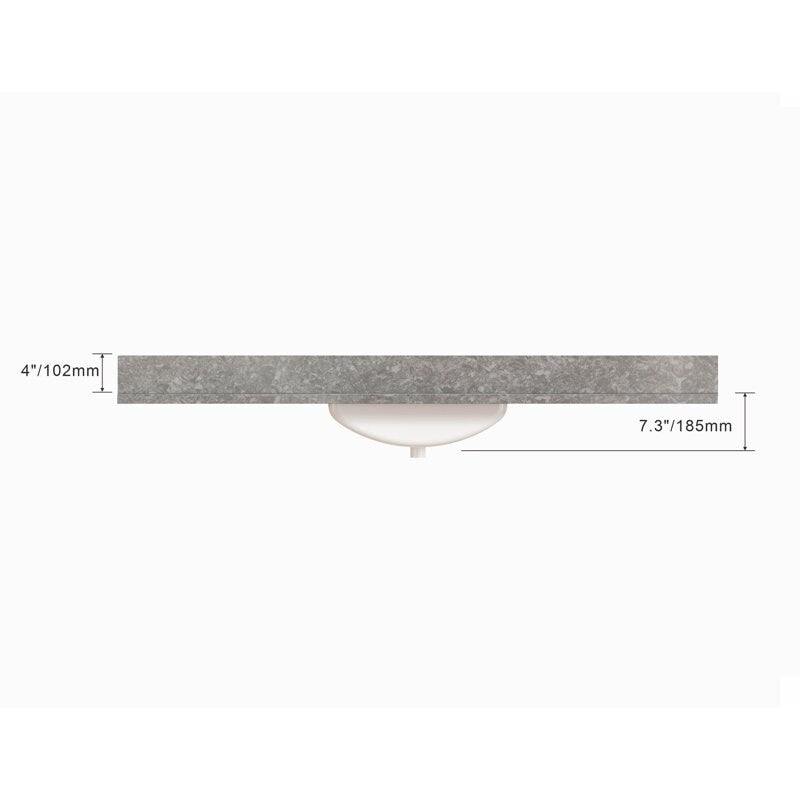 Winette 49" x 22" Quartz Bathroom Vanity Top with White Rectangular Cermic Sink and Backsplash
