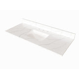 Winette 49" x 22" Quartz Bathroom Vanity Top with White Rectangular Cermic Sink and Backsplash