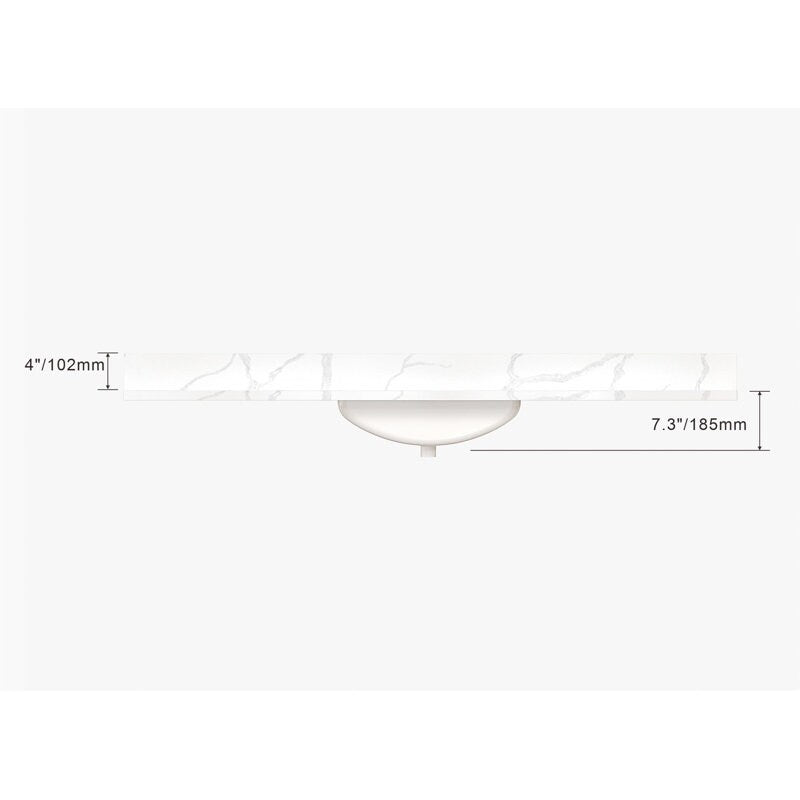 Winette 49" x 22" Quartz Bathroom Vanity Top with White Rectangular Cermic Sink and Backsplash
