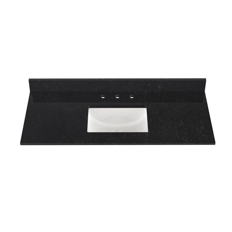 Winette 49" x 22" Quartz Bathroom Vanity Top with White Rectangular Cermic Sink and Backsplash