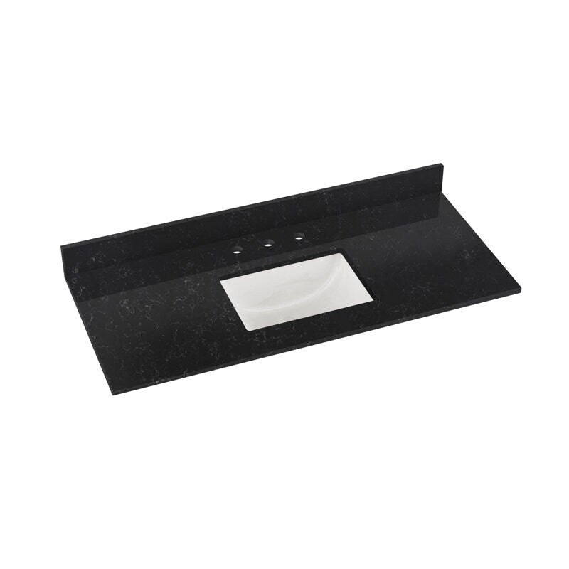 Winette 49" x 22" Quartz Bathroom Vanity Top with White Rectangular Cermic Sink and Backsplash