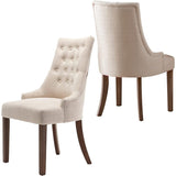 Wingback Upholstered Dining Chairs Set of 2, Fabric Side Dining Room Chairs with Tufted Button
