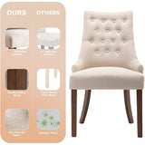 Wingback Upholstered Dining Chairs Set of 2, Fabric Side Dining Room Chairs with Tufted Button